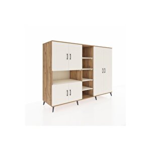 Kronos Dolap 13 Raflı 6 Kapaklı 220x59x163 Çam-aytaşı