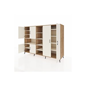 Kronos Dolap 13 Raflı 6 Kapaklı 220x59x163 Çam-aytaşı