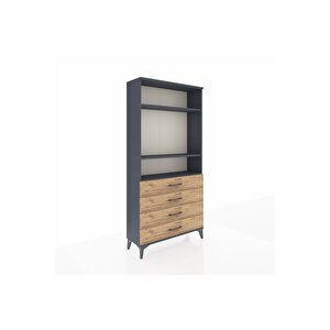 Arges Dolap 3 Raflı 4 Çekmeceli 88x30x182 Antrasit-çam