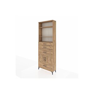Arges Dolap 4 Raflı 4 Çekmeceli 2 Kapaklı 88x30x243 Çam-çam