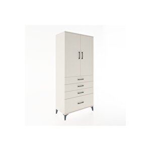 Hyperion Dolap Tek Raflı 4 Çekmeceli Tek Askılı 88x44x195 Aytaşı-aytaşı