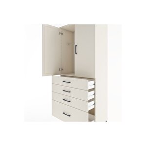Hyperion Dolap Tek Raflı 4 Çekmeceli Tek Askılı 88x44x195 Aytaşı-aytaşı