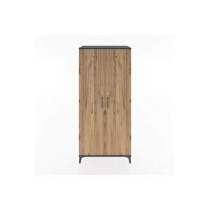 Hyperion Dolap 3 Raflı 2 Kapaklı Tek Askılı 88x44x195 Antrasit-çam