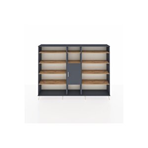 Arges Dolap 12 Raflı Tek Kapaklı  220x30x163 Antrasit-antrasit/çam