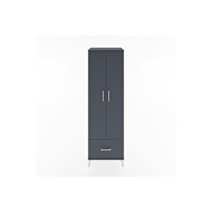 Hyperion Dolap 5 Raflı Tek Çekmeceli 2 Kapaklı 60x44x195 Antrasit-antrasit