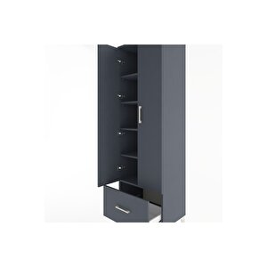 Hyperion Dolap 5 Raflı Tek Çekmeceli 2 Kapaklı 60x44x195 Antrasit-antrasit