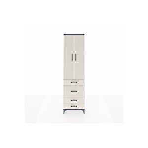 Arges Dolap 3 Raflı 4 Çekmeceli 2 Kapaklı 60x30x221 Antrasit-aytaşı