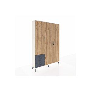 Arges Dolap 6 Raflı 3 Çekmeceli Tek Askılı 132x30x195 Aytaşı-çam/antrasit