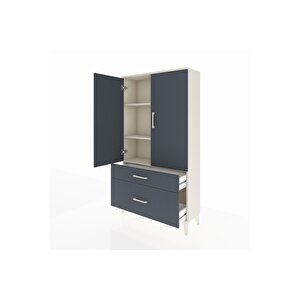 Arges Dolap 3 Raflı 2 Çekmeceli 2 Kapaklı 88x30x163 Aytaşı-antrasit