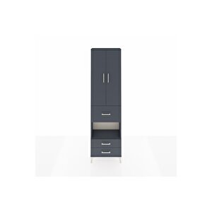 Arges Dolap 3 Raflı 3 Çekmeceli Tek Askılı 60x30x221 Antrasit-antrasit
