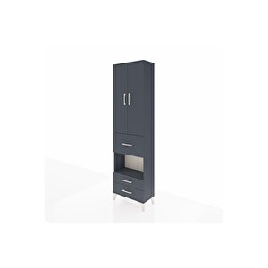 Arges Dolap 3 Raflı 3 Çekmeceli Tek Askılı 60x30x221 Antrasit-antrasit