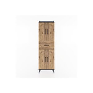 Hyperion Dolap 3 Raflı Tek Çekmeceli 4 Kapaklı 60x44x195 Antrasit-çam