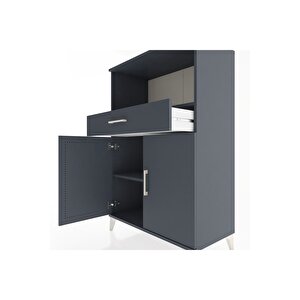 Hyperion Dolap 2 Raflı Tek Çekmeceli 2 Kapaklı 88x44x134 Antrasit-antrasit