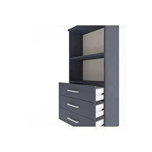 Arges Dolap 2 Raflı 3 Çekmeceli 60x30x134 Antrasit-antrasit
