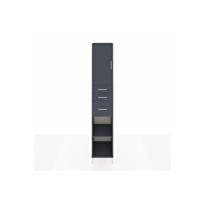 Hyperion Dolap 4 Raflı 3 Çekmeceli Tek Kapaklı 44x44x243 Antrasit-antrasit