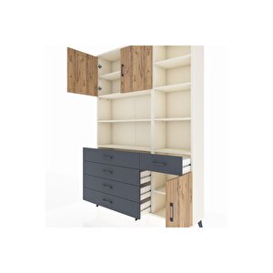 Arges Dolap 9 Raflı 5 Çekmeceli 3 Kapaklı 132x30x195 Aytaşı-çam/antrasit