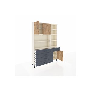 Arges Dolap 9 Raflı 5 Çekmeceli 3 Kapaklı 132x30x195 Aytaşı-çam/antrasit