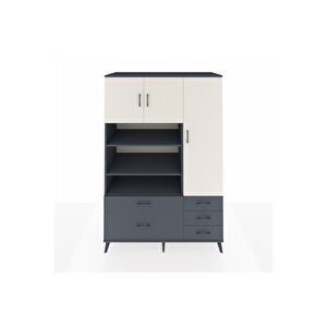 Kronos Dolap 9 Raflı 5 Çekmeceli 3 Kapaklı 132x59x195 Antrasit-aytaşı/antrasit