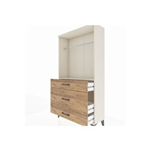 Arges Dolap Tek Raflı 3 Çekmeceli Tek Askılı 88x30x163 Aytaşı-çam