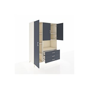 Kronos Dolap 6 Raflı 3 Çekmeceli 3 Kapaklı 132x59x195 Aytaşı-antrasit/antrasit