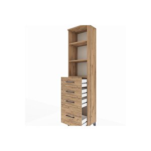 Arges Dolap 3 Raflı 4 Çekmeceli 44x30x182 Çam-çam