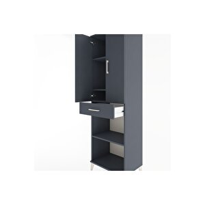 Hyperion Dolap 4 Raflı Tek Çekmeceli 2 Kapaklı 60x44x195 Antrasit-antrasit