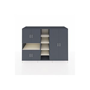 Kronos Dolap 13 Raflı 6 Kapaklı 220x59x163 Antrasit-antrasit/aytaşı