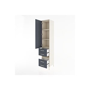 Hyperion Dolap 4 Raflı 4 Çekmeceli Tek Kapaklı 44x44x221 Aytaşı-antrasit