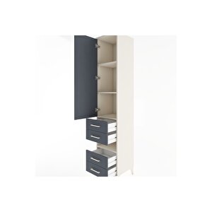 Hyperion Dolap 4 Raflı 4 Çekmeceli Tek Kapaklı 44x44x221 Aytaşı-antrasit