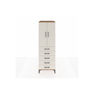 Kronos Dolap Tek Raflı 5 Çekmeceli Tek Askılı 60x59x182 Çam-aytaşı