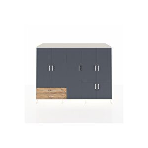 Kronos Dolap 12 Raflı 2 Çekmeceli 7 Kapaklı 220x59x163 Aytaşı-antrasit/çam