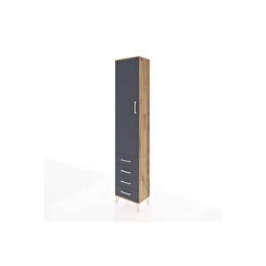 Arges Dolap 2 Raflı 4 Çekmeceli Tek Askılı 44x30x221 Çam-antrasit