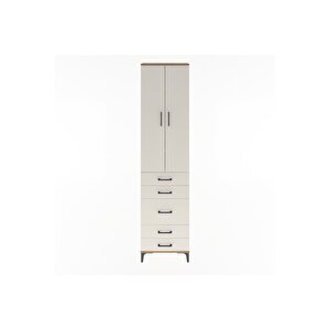 Arges Dolap 4 Raflı 5 Çekmeceli 2 Kapaklı 60x30x243 Çam-aytaşı