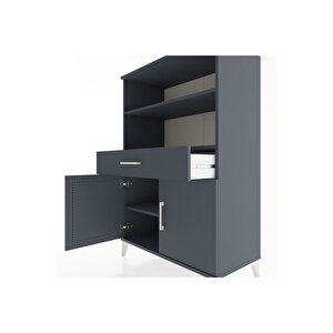 Hyperion Dolap 3 Raflı Tek Çekmeceli 2 Kapaklı 88x44x134 Antrasit-antrasit