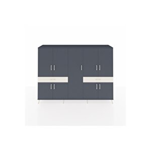 Hyperion Dolap 12 Raflı 2 Çekmeceli 8 Kapaklı 220x44x163 Antrasit-antrasit/aytaşı