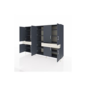 Hyperion Dolap 12 Raflı 2 Çekmeceli 8 Kapaklı 220x44x163 Antrasit-antrasit/aytaşı