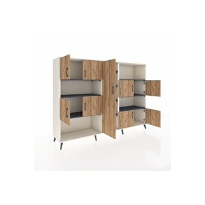 Hyperion Dolap 10 Raflı 9 Kapaklı 220x44x163 Aytaşı-çam/antrasit