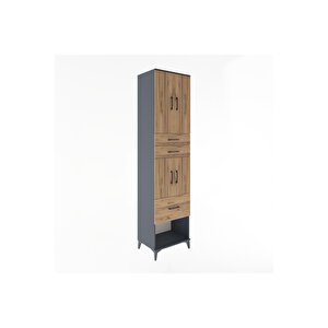 Hyperion Dolap 3 Raflı 3 Çekmeceli 4 Kapaklı 60x44x243 Antrasit-çam