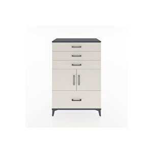 Hyperion Dolap Tek Raflı 4 Çekmeceli 2 Kapaklı 88x44x134 Antrasit-aytaşı