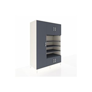 Kronos Dolap 10 Raflı 5 Kapaklı 132x59x195 Aytaşı-antrasit/antrasit