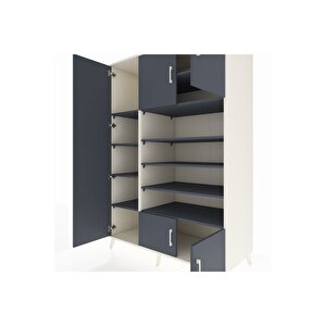 Kronos Dolap 10 Raflı 5 Kapaklı 132x59x195 Aytaşı-antrasit/antrasit