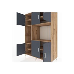 Kronos Dolap 9 Raflı 6 Kapaklı 132x59x195 Çam-antrasit/çam