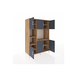 Kronos Dolap 9 Raflı 6 Kapaklı 132x59x195 Çam-antrasit/çam