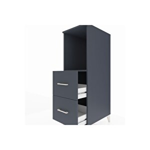 Kronos Dolap Tek Raflı 2 Çekmeceli 44x59x134 Antrasit-antrasit