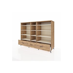 Kronos Dolap 12 Raflı 3 Çekmeceli  220x59x163 Çam-aytaşı/çam