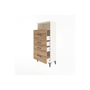 Arges Dolap Tek Raflı 4 Çekmeceli 60x30x134 Aytaşı-çam
