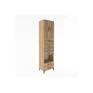 Hyperion Dolap 3 Raflı 6 Çekmeceli 2 Kapaklı 60x44x243 Çam-çam