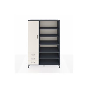 Hyperion Gardrop 9 Raflı 3 Çekmeceli 3 Kapaklı 132x44x195 Antrasit-aytaşı