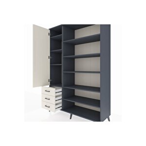 Hyperion Gardrop 9 Raflı 3 Çekmeceli 3 Kapaklı 132x44x195 Antrasit-aytaşı