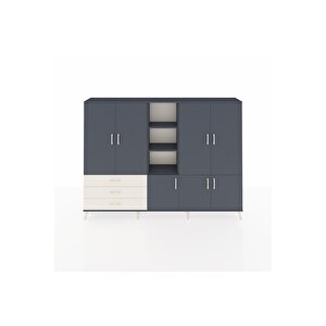 Arges Dolap 11 Raflı 3 Çekmeceli 7 Kapaklı 220x30x163 Antrasit-antrasit/aytaşı